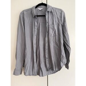 Time and Tru Gray Long Sleeve Button Down Shirt Women's Size S